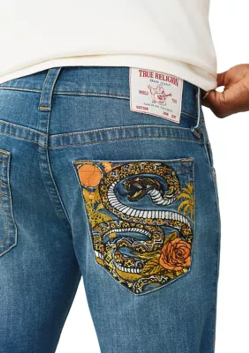 Ricky Straight Leg Embroidered Snake Pocket Denim Jeans