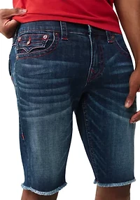 Ricky Straight Freyed Hem Flap Pocket Denim Shorts