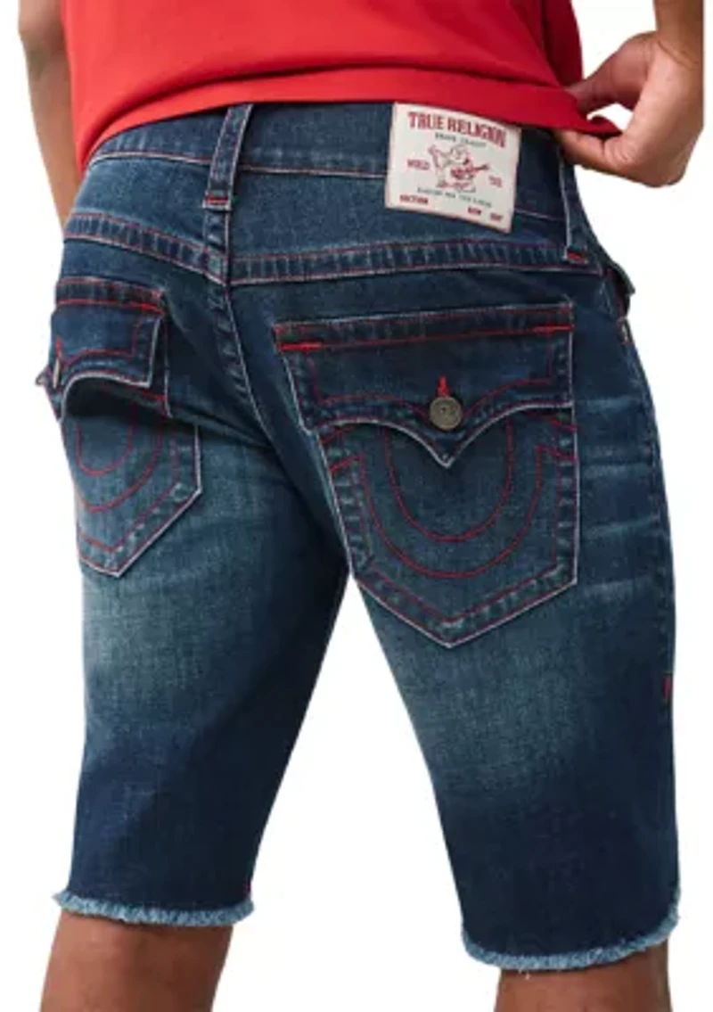 Ricky Straight Freyed Hem Flap Pocket Denim Shorts