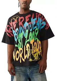 Men's Graffiti Print Oversized Logo T-Shirt