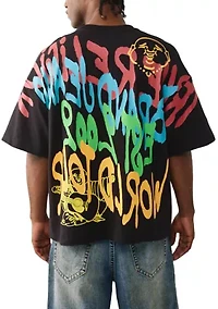 Men's Graffiti Print Oversized Logo T-Shirt