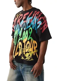 Men's Graffiti Print Oversized Logo T-Shirt