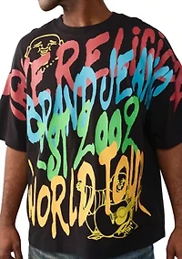 Men's Graffiti Print Oversized Logo T-Shirt
