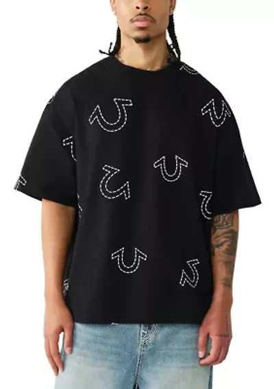 Horseshoe Print Oversized Logo Shirt