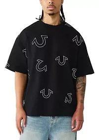Horseshoe Print Oversized Logo Shirt