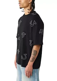 Horseshoe Print Oversized Logo Shirt