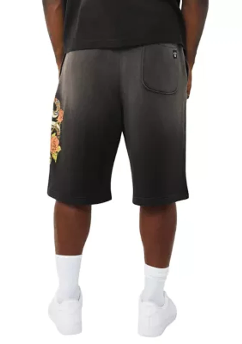 Floral Snake Print Knit Shorts
