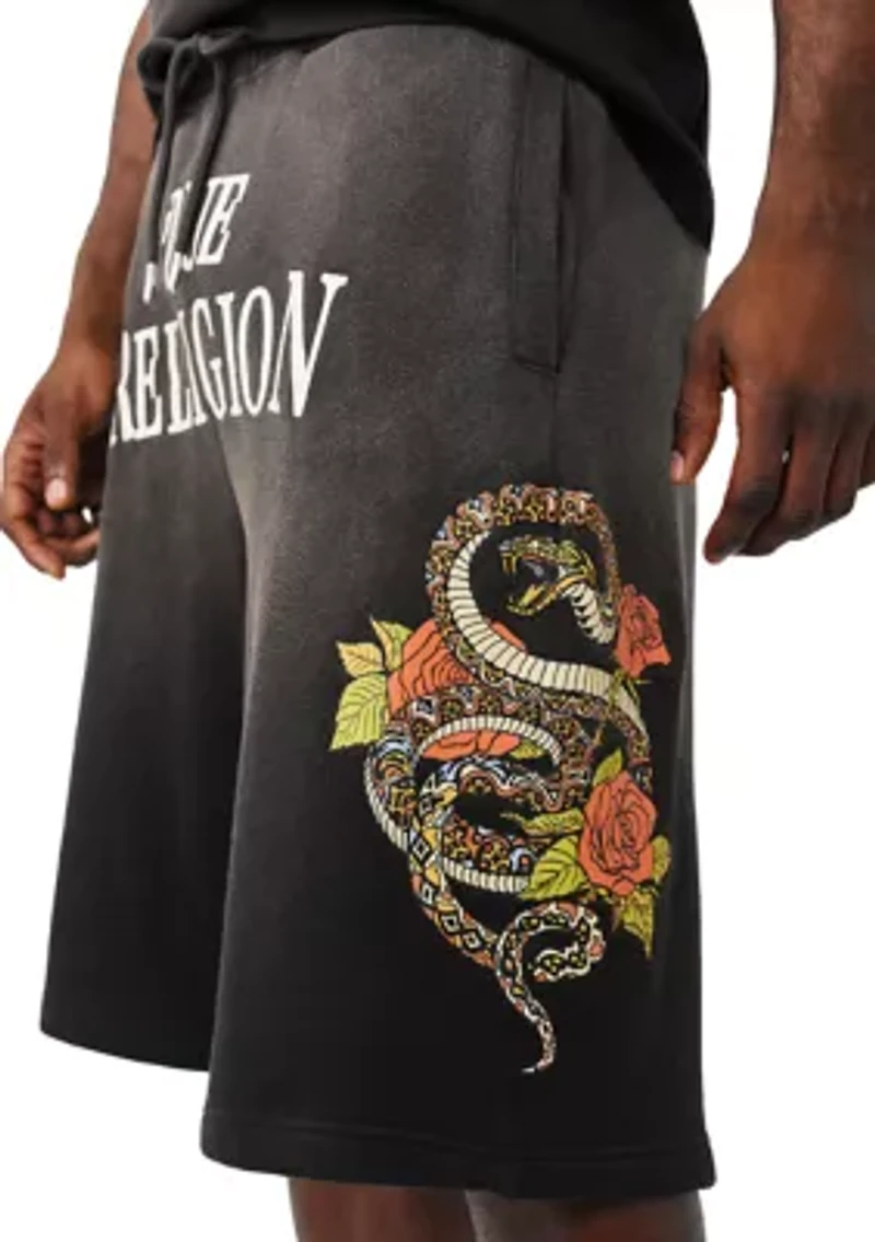 Floral Snake Print Knit Shorts