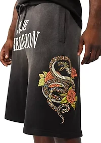 Floral Snake Print Knit Shorts