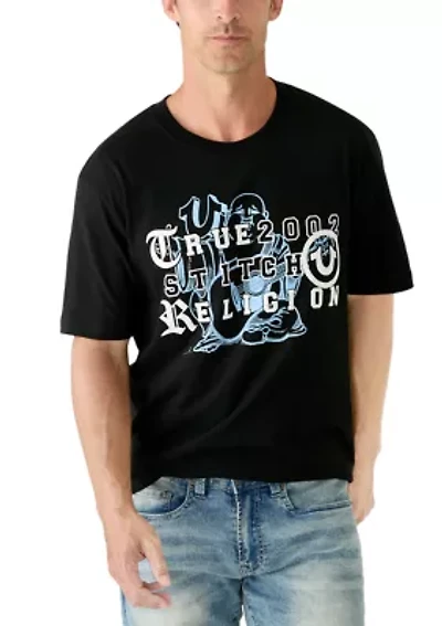 Men's Buddha Letters Logo Short Sleeve T-Shirt
