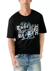Men's Buddha Letters Logo Short Sleeve T-Shirt