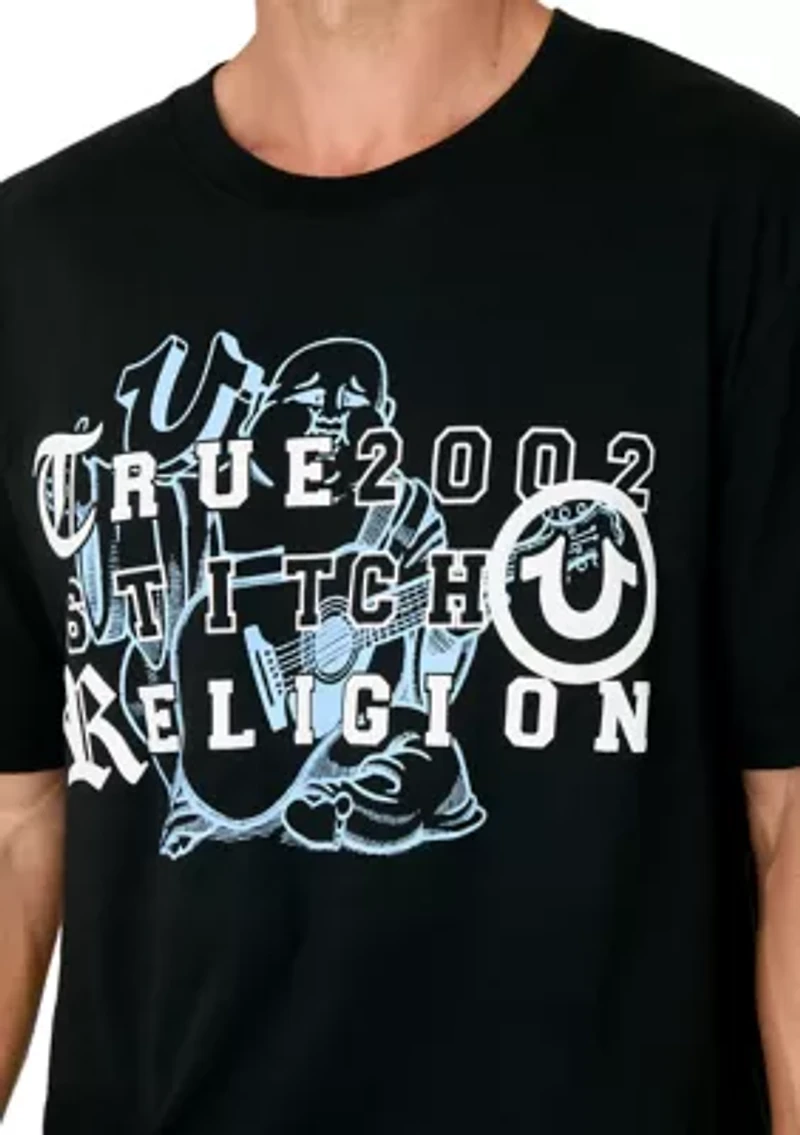 Men's Buddha Letters Logo Short Sleeve T-Shirt