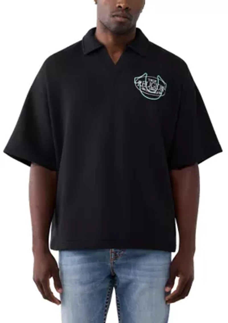 Tiger Print Short Sleeve Logo Polo Shirt