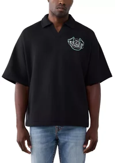 Tiger Print Short Sleeve Logo Polo Shirt