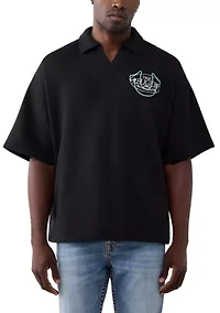 Tiger Print Short Sleeve Logo Polo Shirt