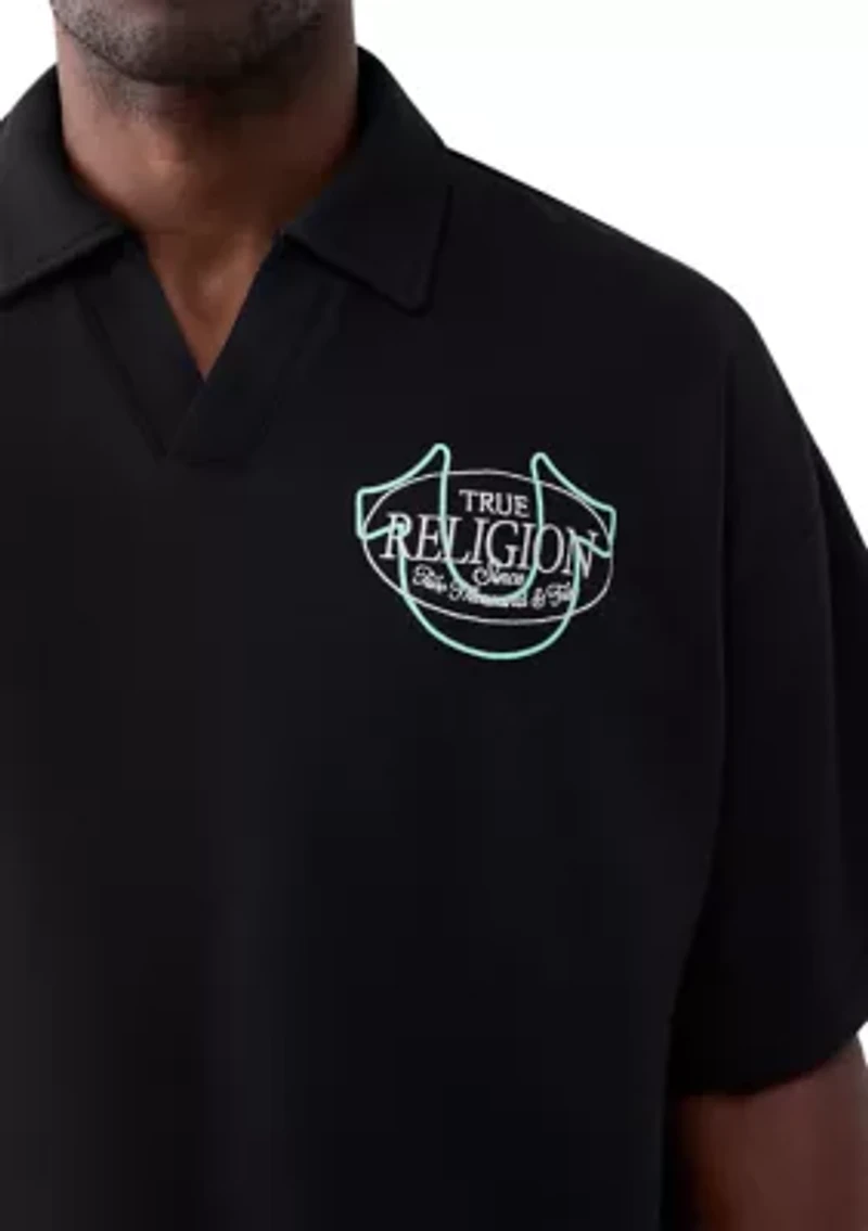 Tiger Print Short Sleeve Logo Polo Shirt