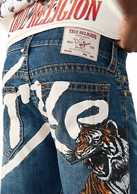 Tiger Print Big T Ricky Denim Shorts