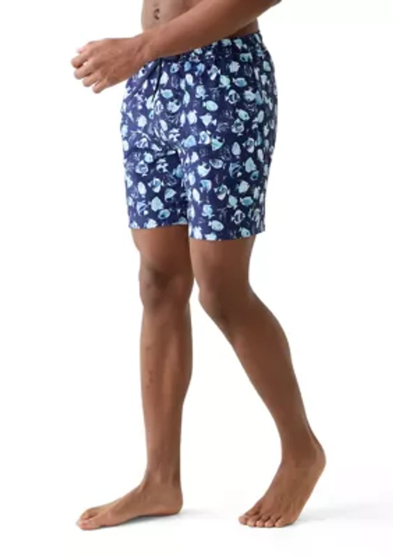 Fish Print Swim Trunks