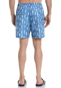 Seahorse Print Swim Trunks