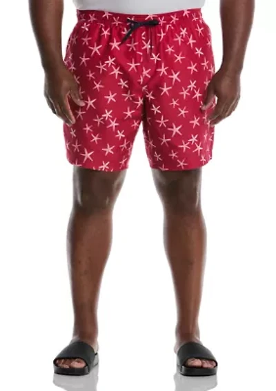 Big & Tall Starfish Print Swim Trunks