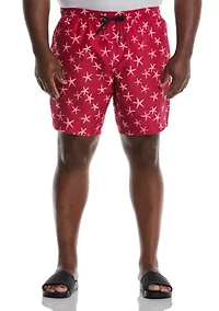 Big & Tall Starfish Print Swim Trunks