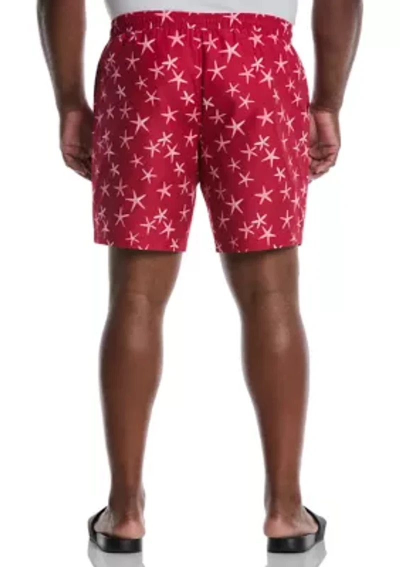 Big & Tall Starfish Print Swim Trunks