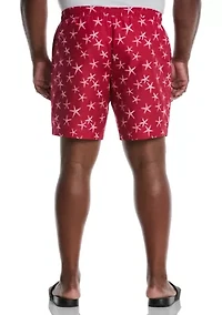 Big & Tall Starfish Print Swim Trunks