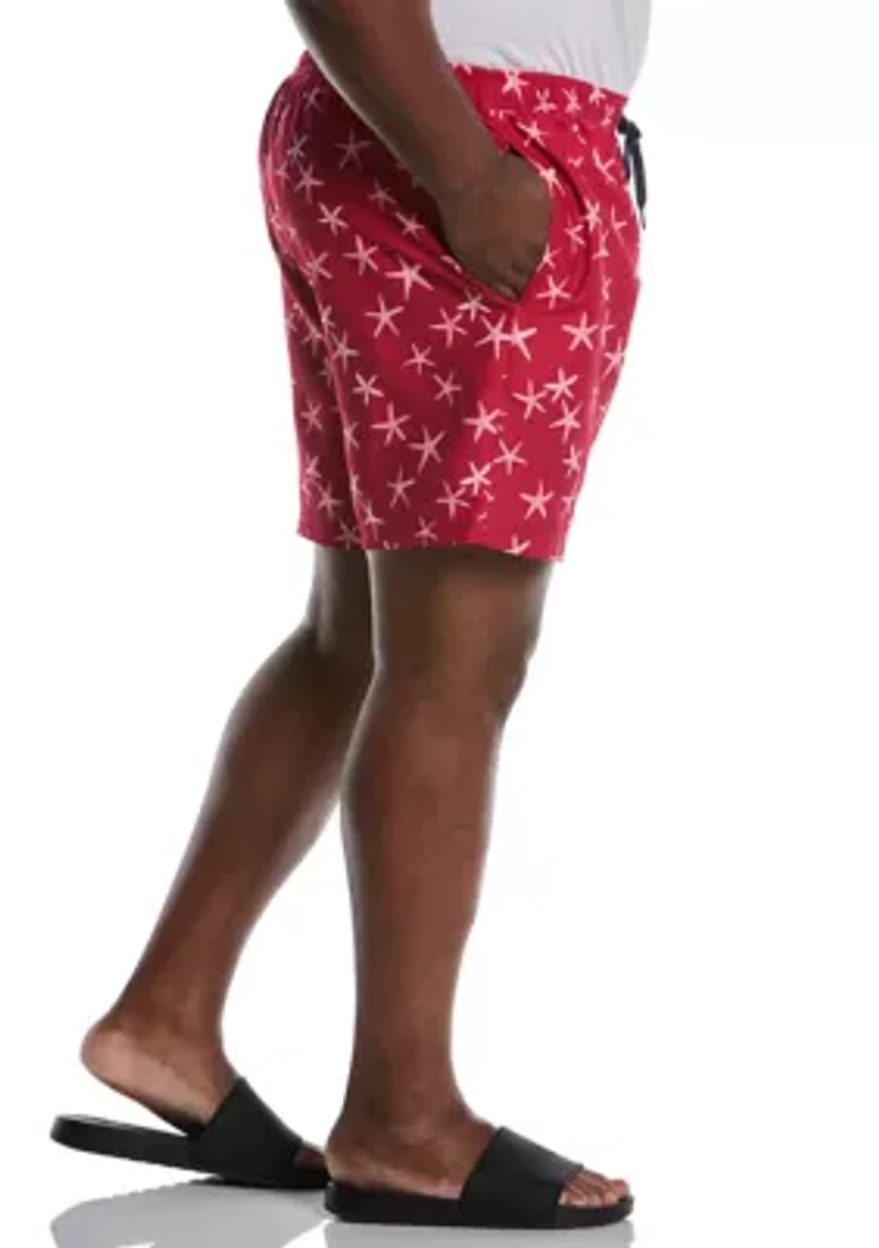 Big & Tall Starfish Print Swim Trunks
