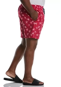 Big & Tall Starfish Print Swim Trunks