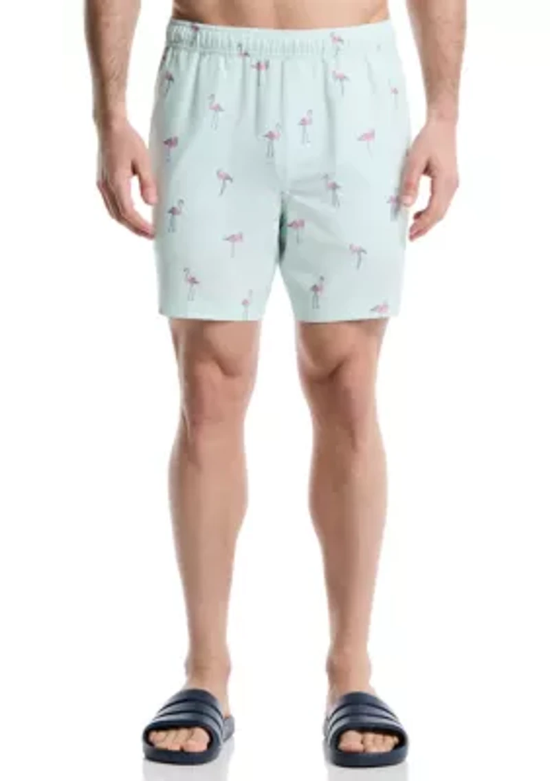 Big & Tall Flamingo Print Seersucker Shorts