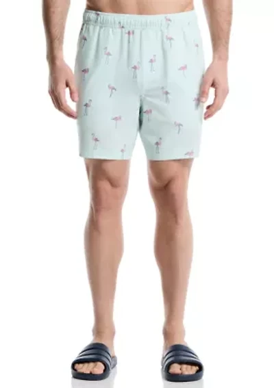 Big & Tall Flamingo Print Seersucker Shorts