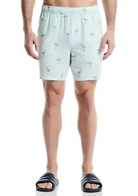 Big & Tall Flamingo Print Seersucker Shorts