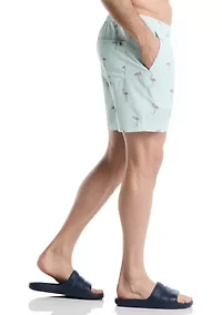 Big & Tall Flamingo Print Seersucker Shorts