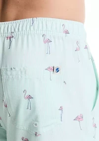 Big & Tall Flamingo Print Seersucker Shorts