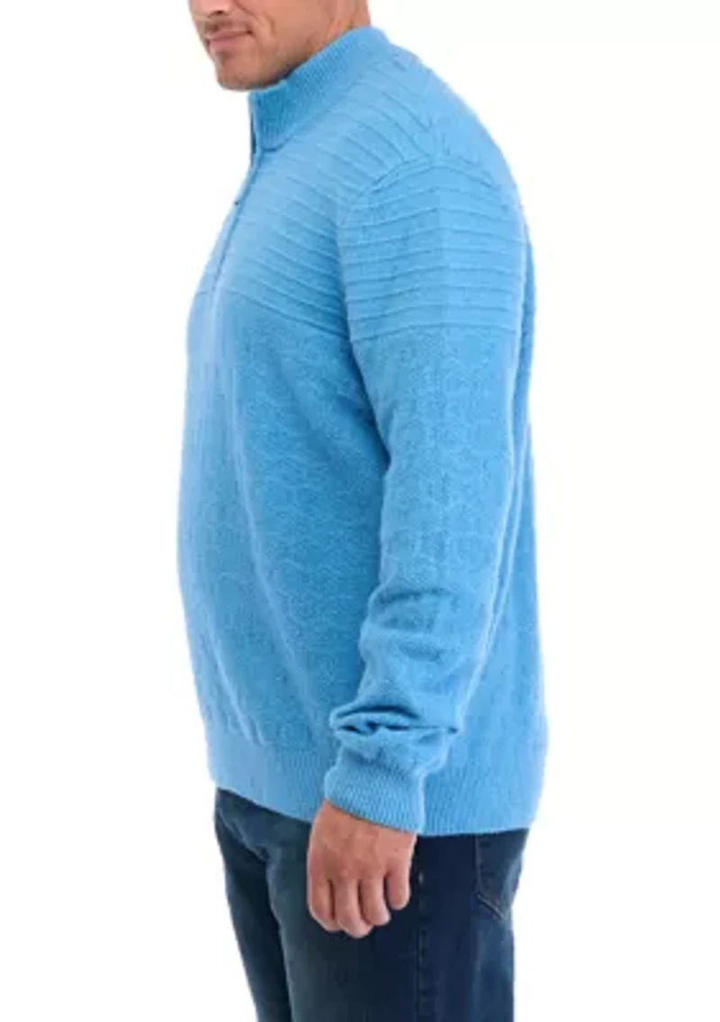 Big & Tall Long Sleeve Textured 1/4 Zip Sweater