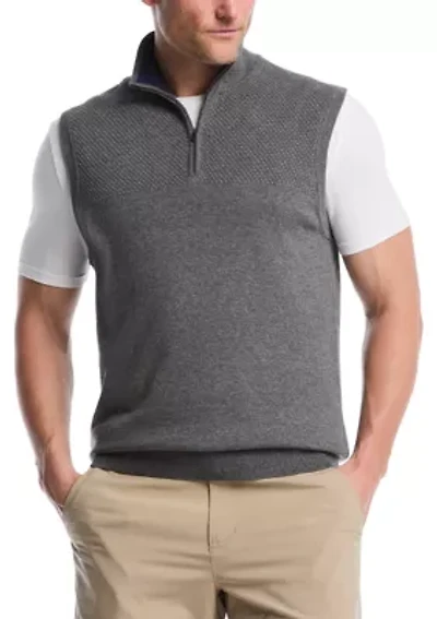 1/4 Zip Blister Stitch Sweater Vest
