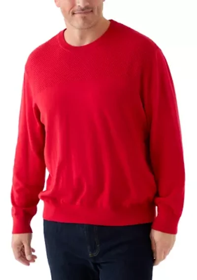 Big & Tall Blister Stitch Crew Neck Sweater