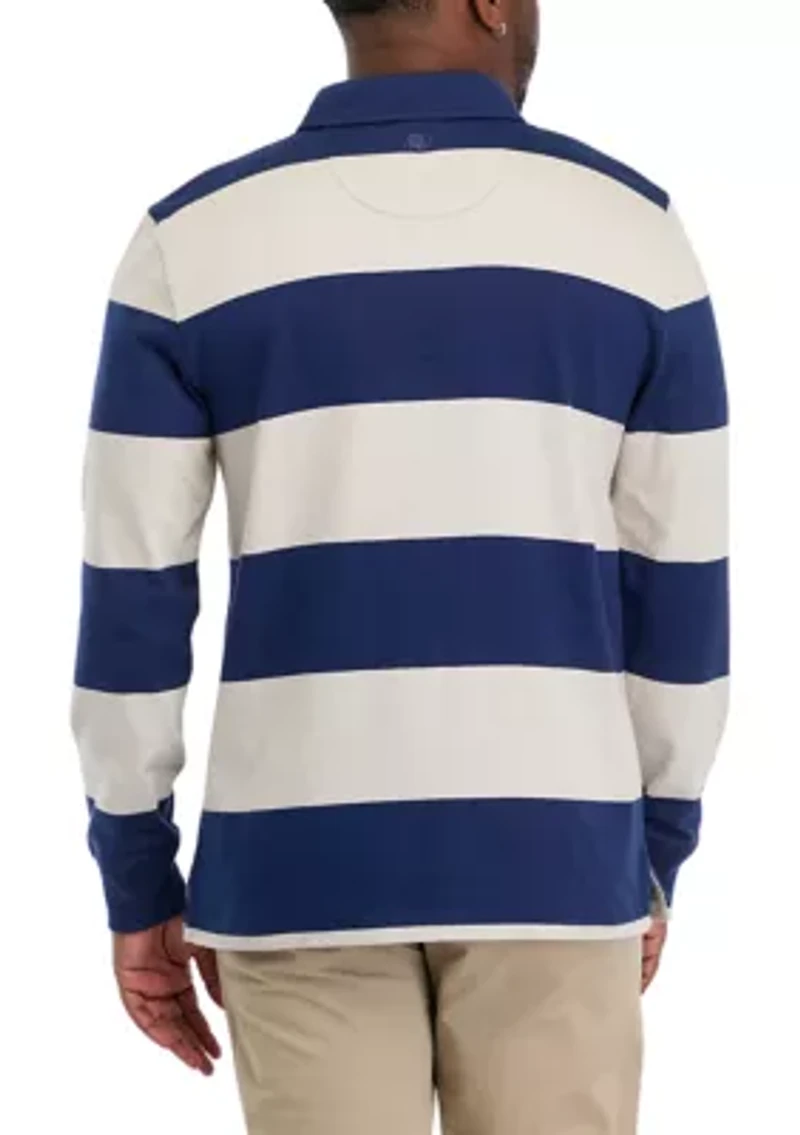 Men's Long Sleeve Stripe Rugby Polo Shirt