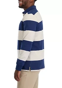 Men's Long Sleeve Stripe Rugby Polo Shirt