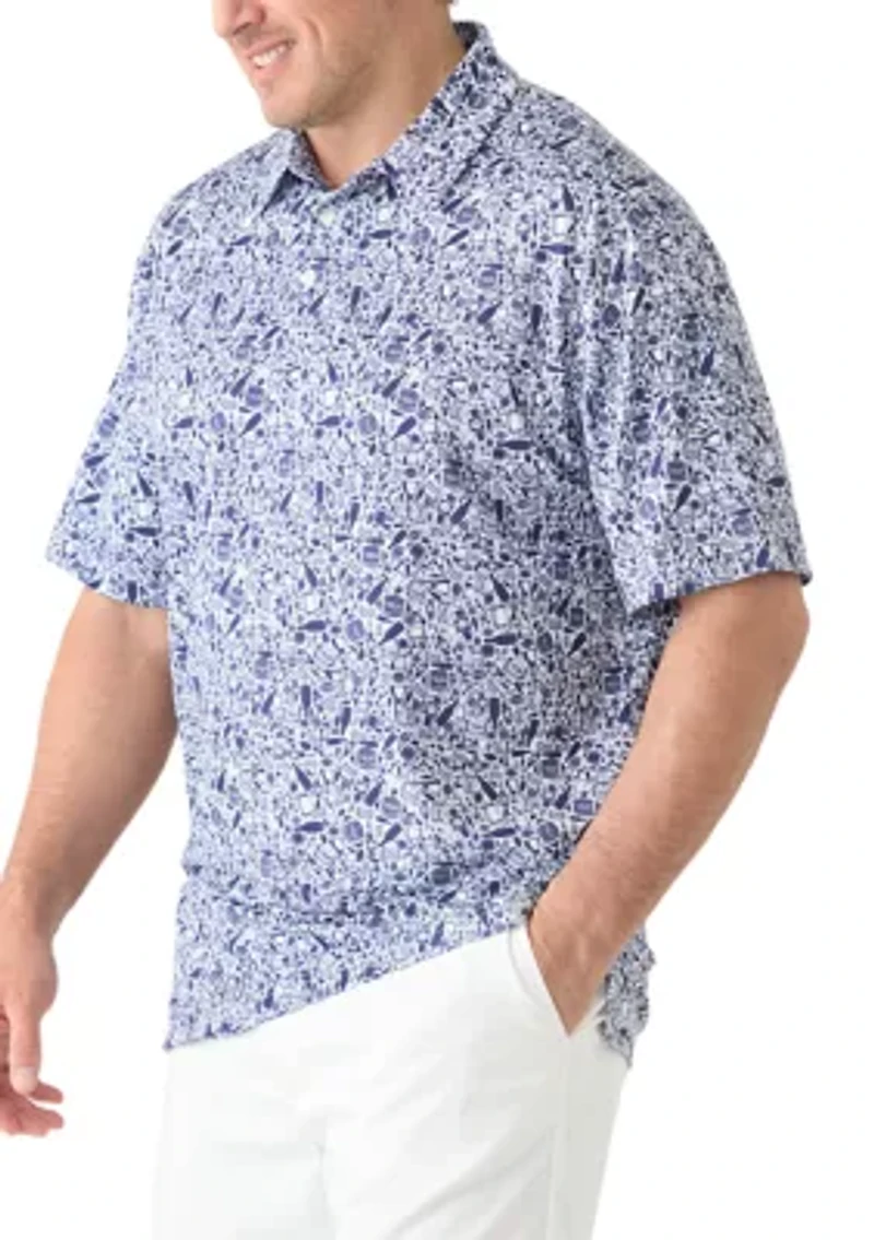 Big & Tall Short Sleeve Football is Life Print Polo Shirt