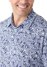 Big & Tall Short Sleeve Football is Life Print Polo Shirt