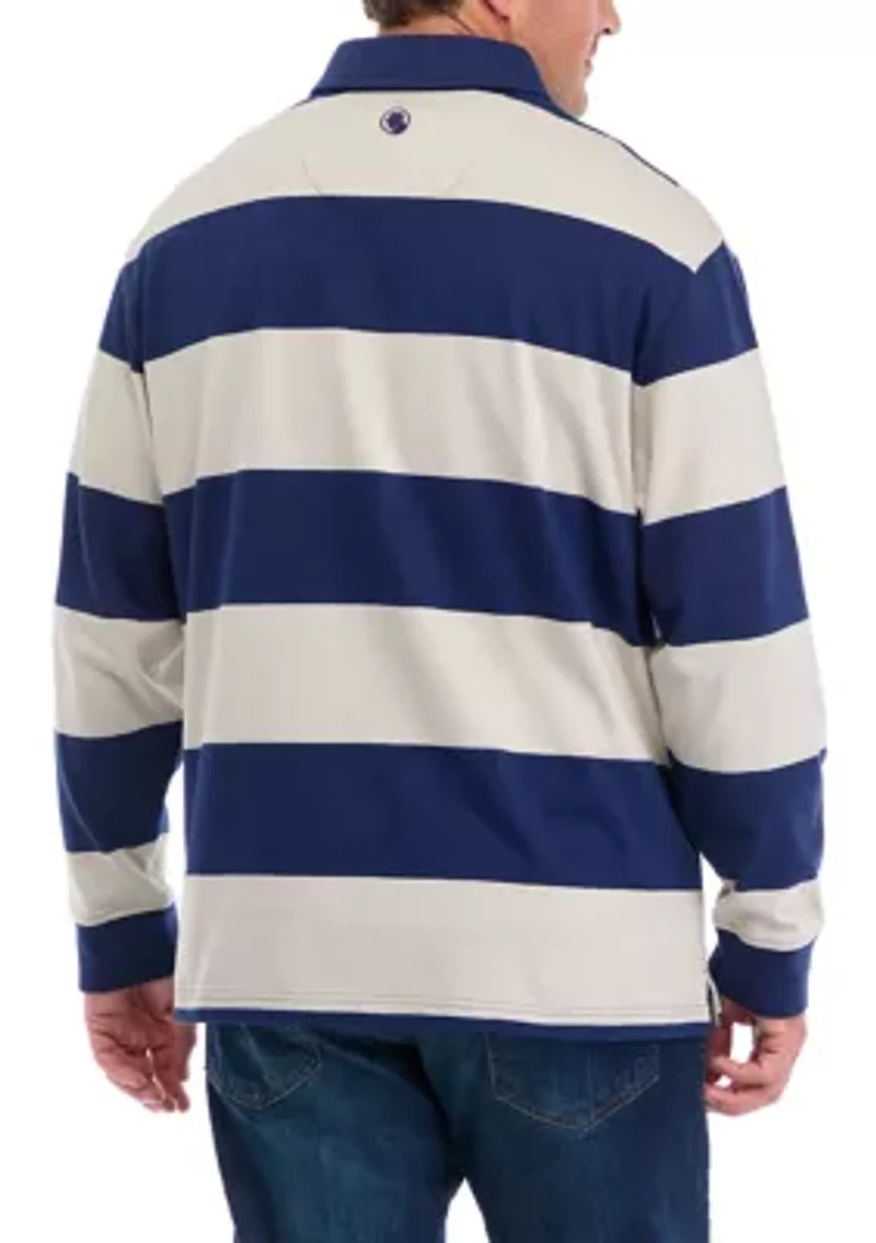Big & Tall Long Sleeve Stripe Rugby Polo Shirt