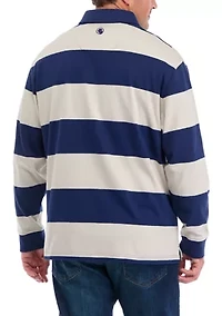 Big & Tall Long Sleeve Stripe Rugby Polo Shirt