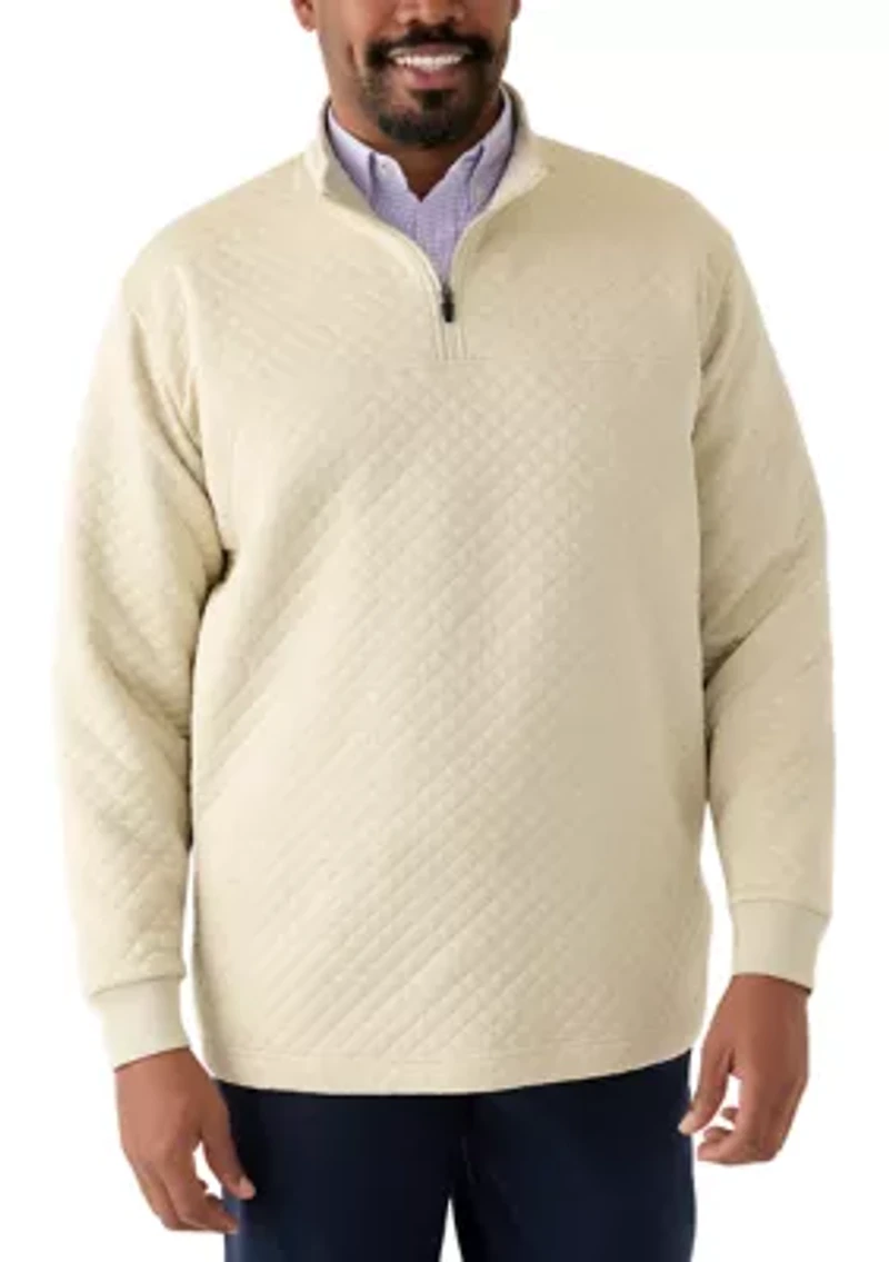 Big & Tall Long Sleeve Quilted Quarter Zip Pullover