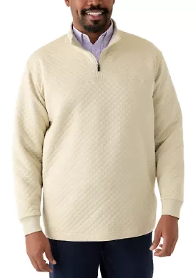 Big & Tall Long Sleeve Quilted Quarter Zip Pullover