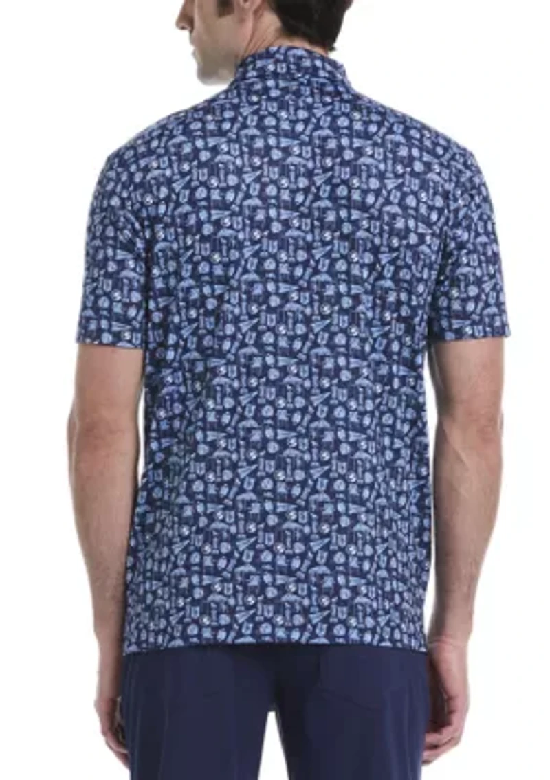 Short Sleeve Football Printed Polo Shirt