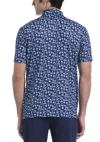 Short Sleeve Football Printed Polo Shirt