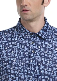Short Sleeve Football Printed Polo Shirt