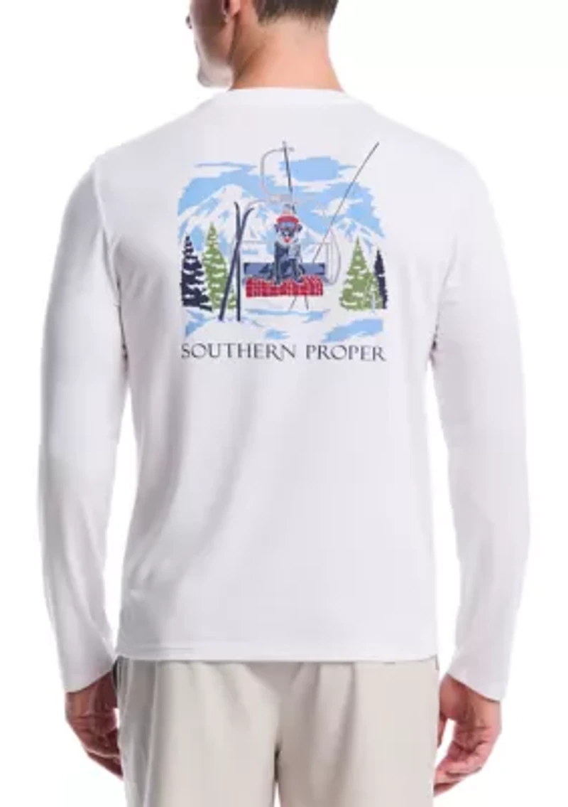 Long Sleeve Ski Dog Graphic T-Shirt