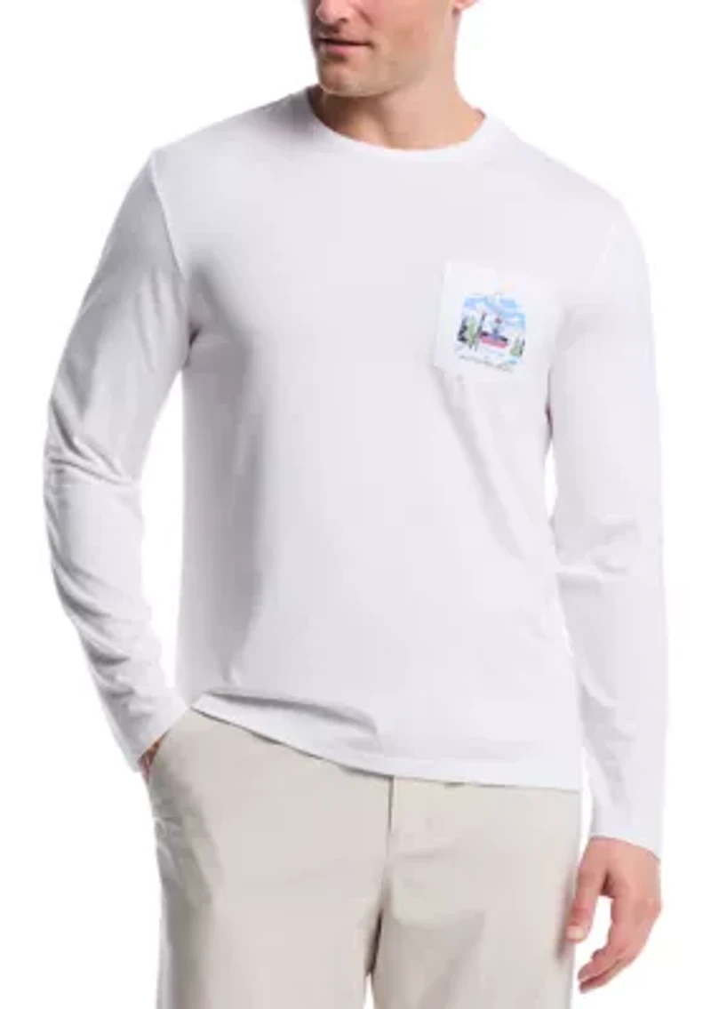 Long Sleeve Ski Dog Graphic T-Shirt
